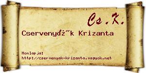 Cservenyák Krizanta névjegykártya
